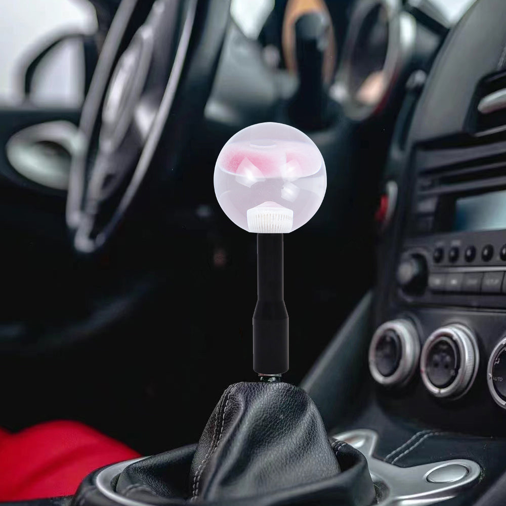 Brand New Universal Round Ball Heart Pink Crystal Clear Manual Gear Shift Knob Shifter M8 M10 M12 & Black Shifter Extender Extension