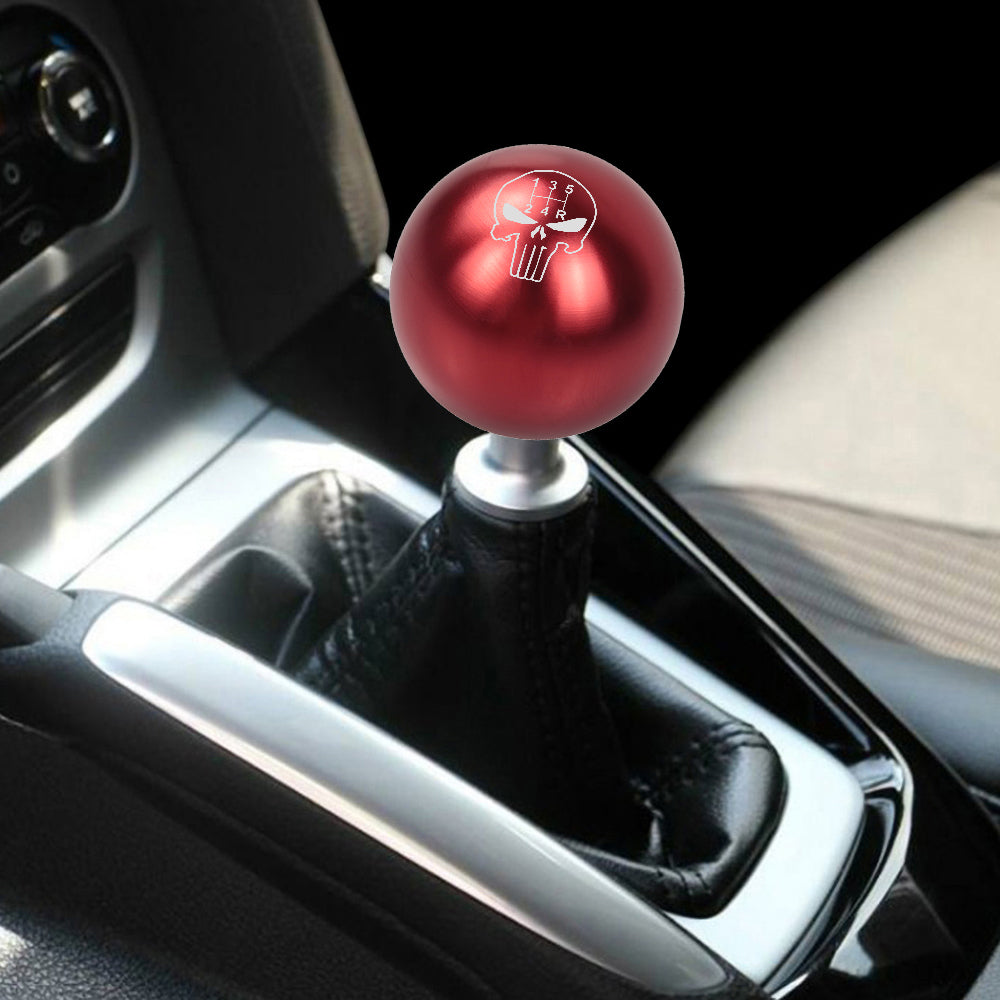 BRAND NEW UNIVERSAL JDM THE PUNISHER 5 SPEED Aluminum Red Round Ball Manual Gear Stick Shift Knob M8 M10 M12