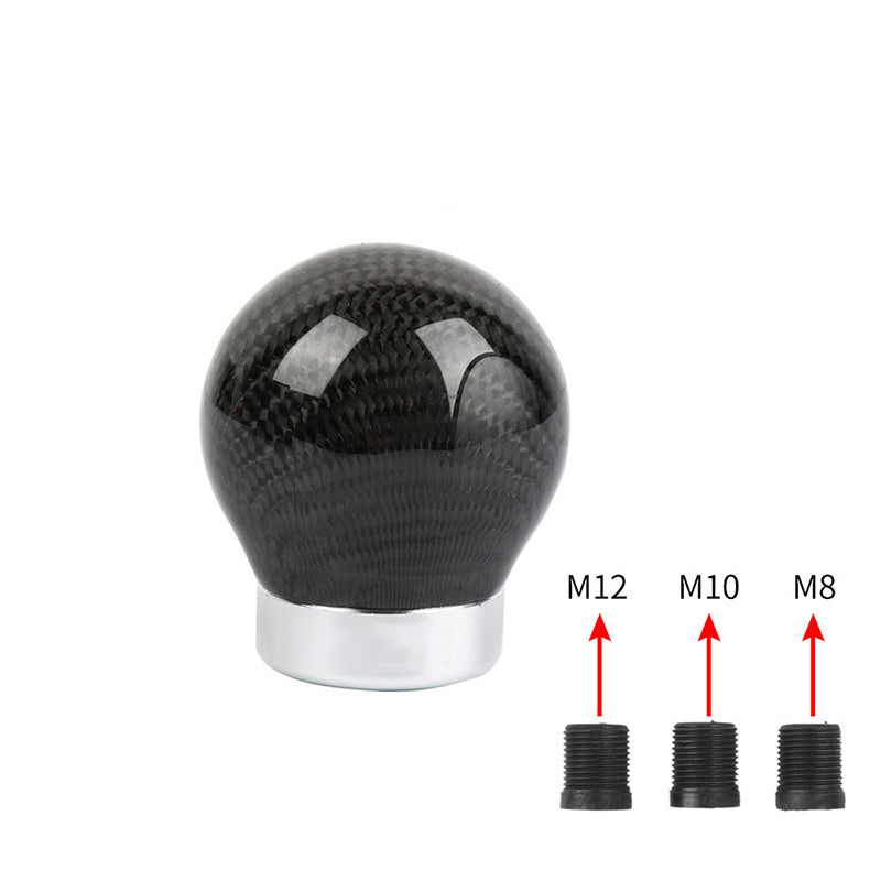 Brand New Universal Real Carbon Fiber Black Round Ball Manual Car Racing Gear Shift Knob Shifter M12 M10 M8