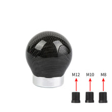 Load image into Gallery viewer, Brand New Universal Real Carbon Fiber Black Round Ball Manual Car Racing Gear Shift Knob Shifter M12 M10 M8