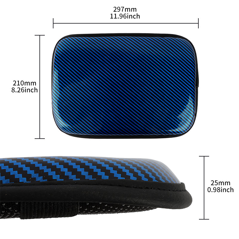 BRAND NEW UNIVERSAL CARBON FIBER BLUE Car Center Console Armrest Cushion Mat Pad Cover