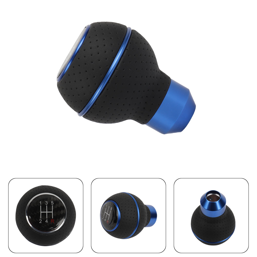 Brand New Universal Leather 5 Speed Blue & Black Ball Manual Car Gear Shift Knob MT Manual Shifter M8 M10 M12