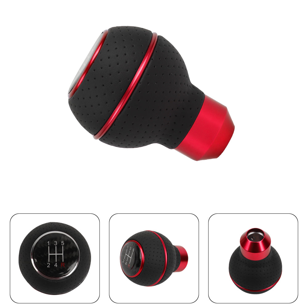 Brand New Universal Leather 5 Speed Red & Black Ball Manual Car Gear Shift Knob MT Manual Shifter M8 M10 M12