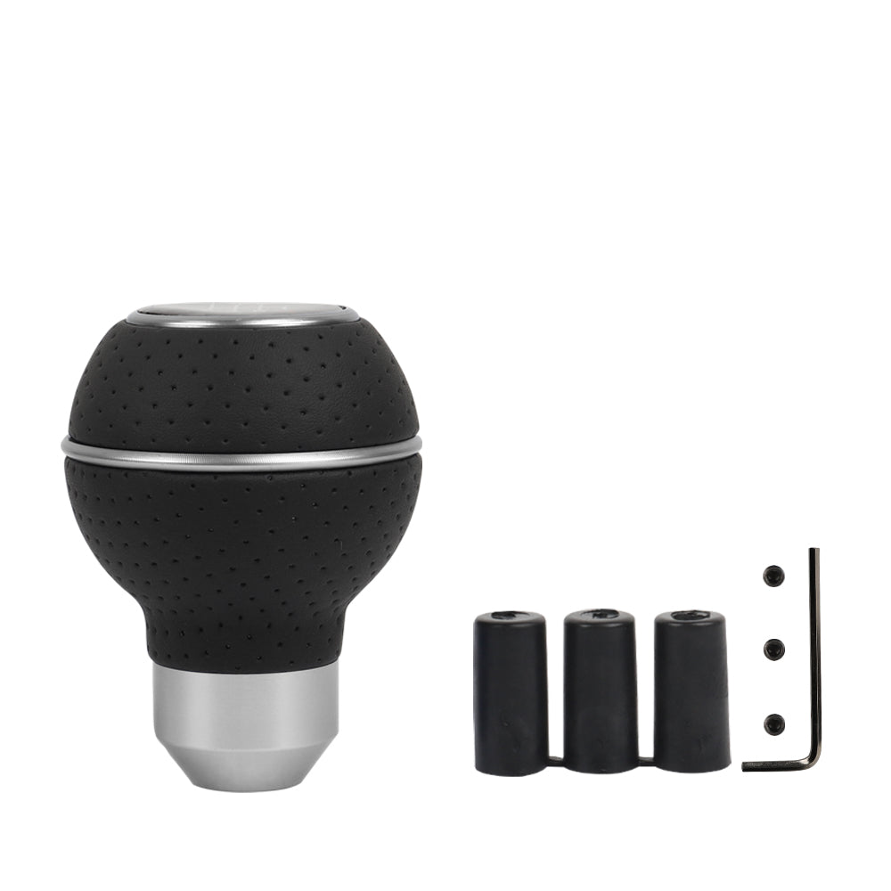 Brand New Universal Leather 5 SPEED Silver & Black Ball Manual Car Gear Shift Knob MT Manual Shifter M8 M10 M12