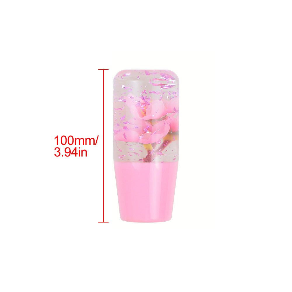 Brand New Universal 100mm Sakura Pink Glitter Rose Flowers Manual Car Gear Stick Shift Knob M8 M10 M12