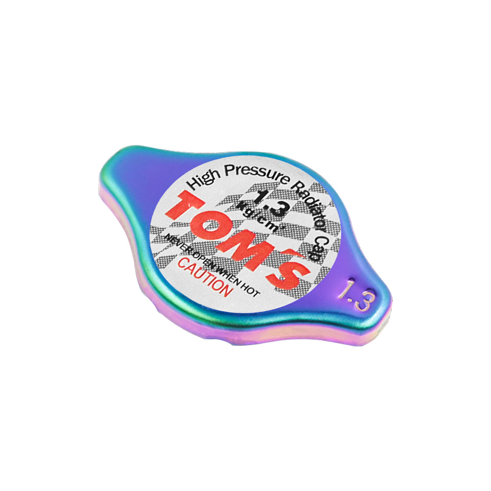 Brand New JDM 1.3bar 9mm Tom's Racing Neo Chrome Racing Cap High Pressure Radiator Cap For Universal