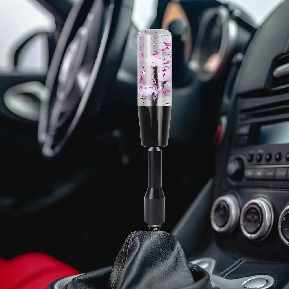 Brand New JDM Glitter Light Pink Rose Flowers Manuel Gear Stick Shift Knob M8 M10 M12 & Black Shifter Extender Extension