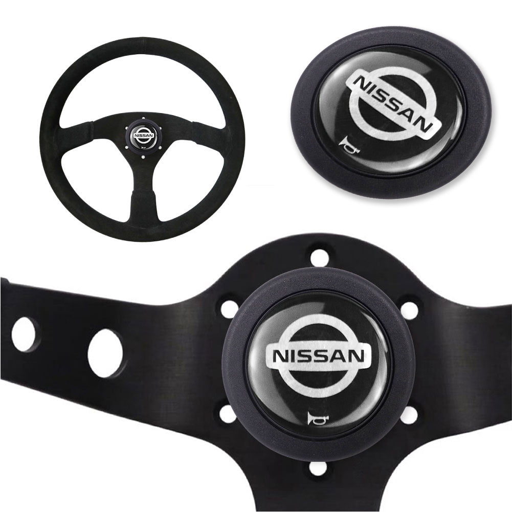 Brand New Universal Nissan Car Horn Button Black Steering Wheel Center Cap