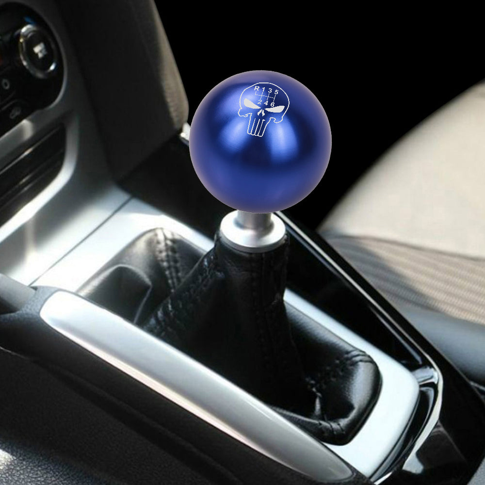 BRAND NEW UNIVERSAL JDM THE PUNISHER 6 SPEED Aluminum Blue Round Ball Manual Gear Stick Shift Knob M8 M10 M12