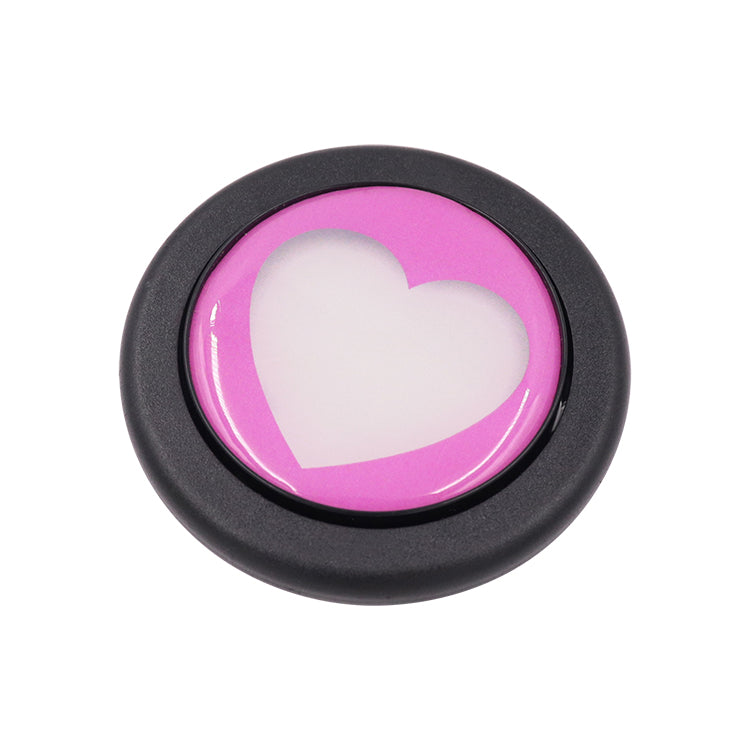 Brand New Universal Pink Heart Shape Car Horn Button Black Steering Wheel Center Cap