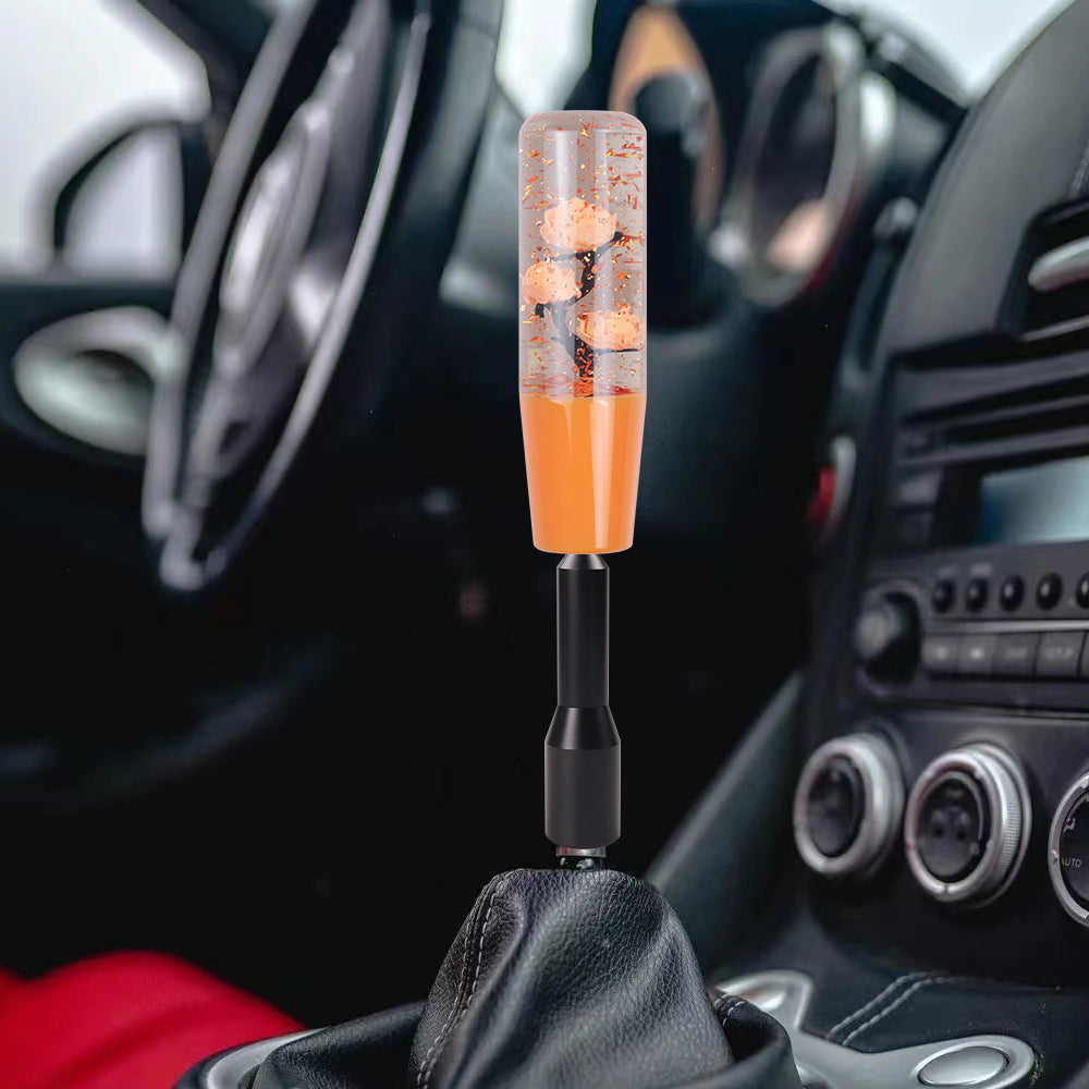 Brand New JDM Glitter Orange Rose Flowers Manuel Gear Stick Shift Knob M8 M10 M12 & Black Shifter Extender Extension