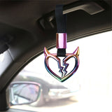 Brand New Devil Broken Heart Shaped Handle Black JDM TSURIKAWA Ring Subway Train Bus Black Handle Strap Charm Drift