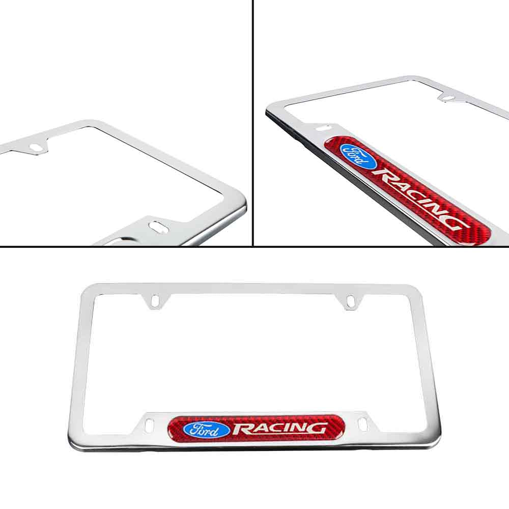 Brand New Universal 1PCS Ford Racing Chrome Metal License Plate Frame