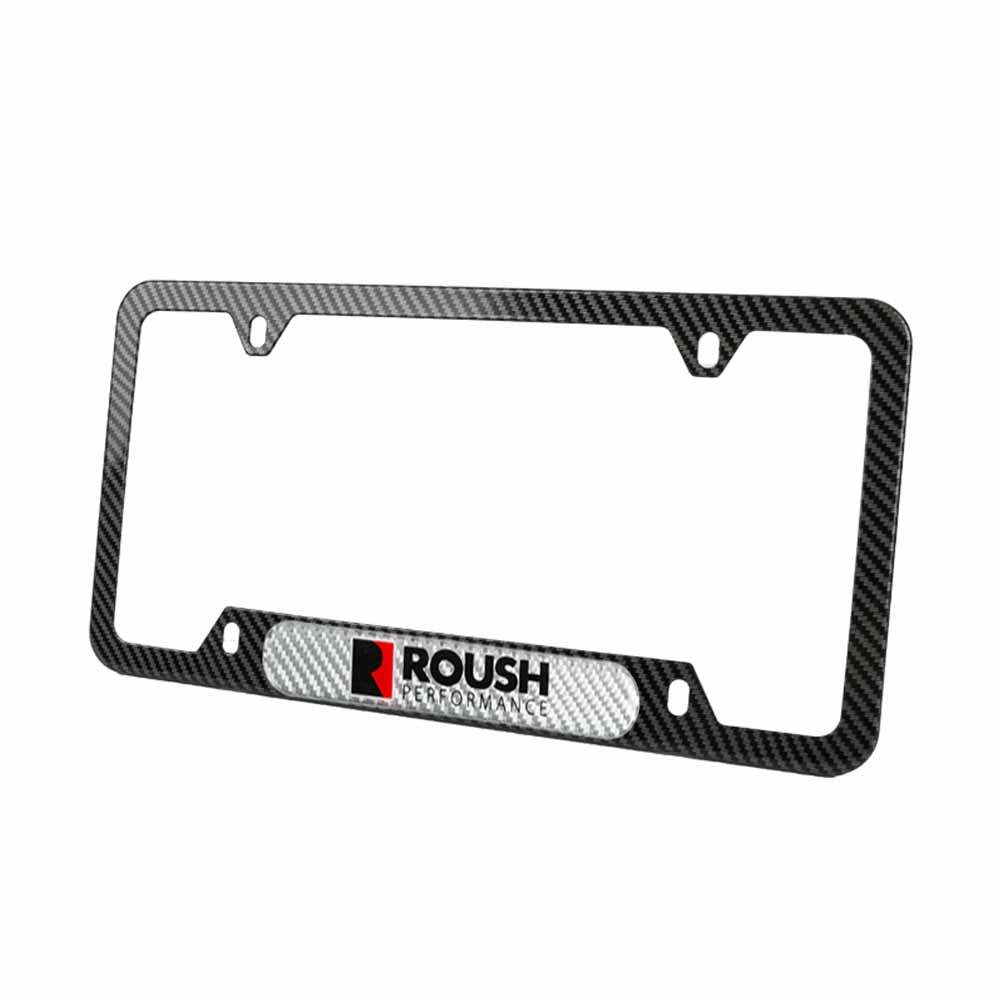 Brand New Universal 1PCS Roush Performance Carbon Fiber Look Metal License Plate Frame