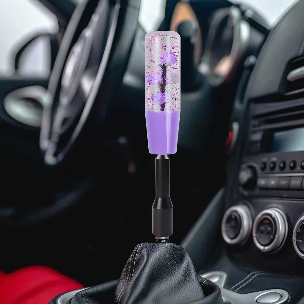 Brand New JDM Glitter Purple Rose Flowers Manuel Gear Stick Shift Knob M8 M10 M12 & Black Shifter Extender Extension