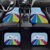 Brand New 4PCS UNIVERSAL RAINBOW CLOUD Fabric Car Floor Mats Interior Carpets