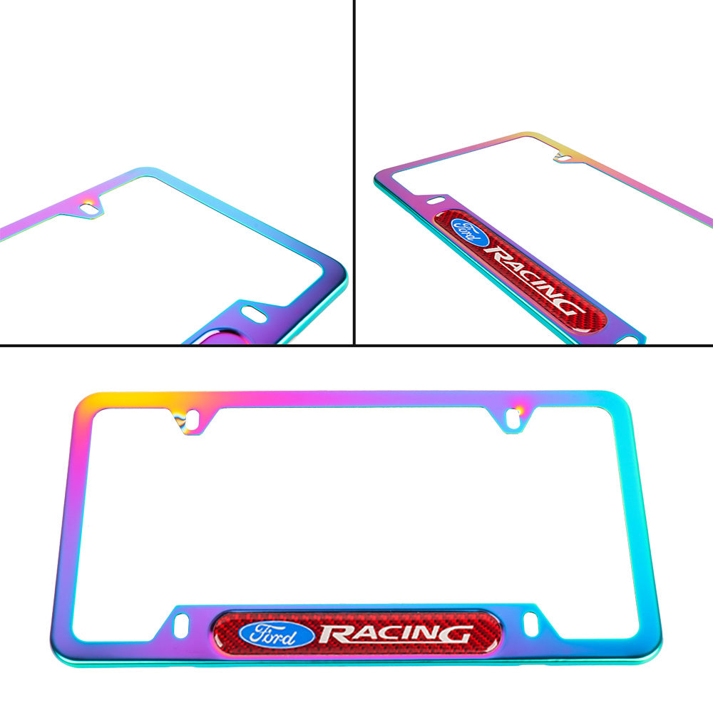 Brand New Universal 1PCS Ford Racing Neo Chrome Metal License Plate Frame