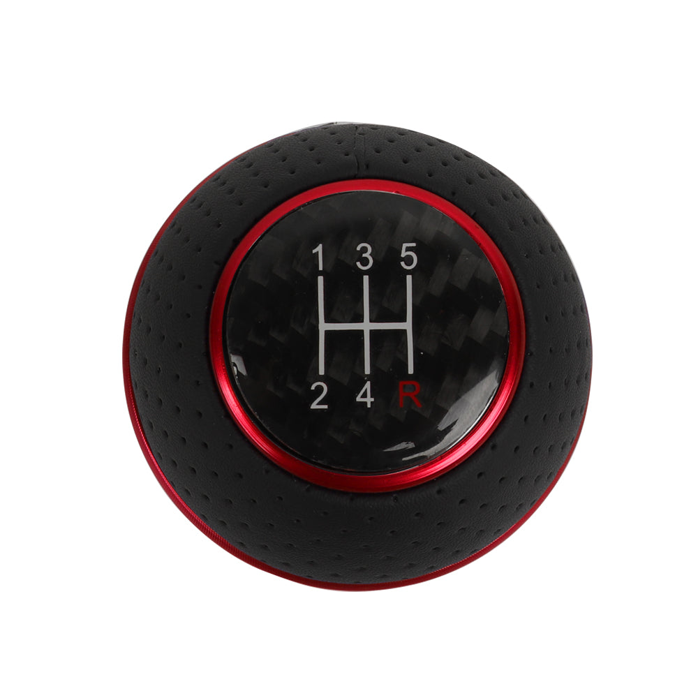 Brand New Universal Leather 5 Speed Red & Black Ball Manual Car Gear Shift Knob MT Manual Shifter M8 M10 M12