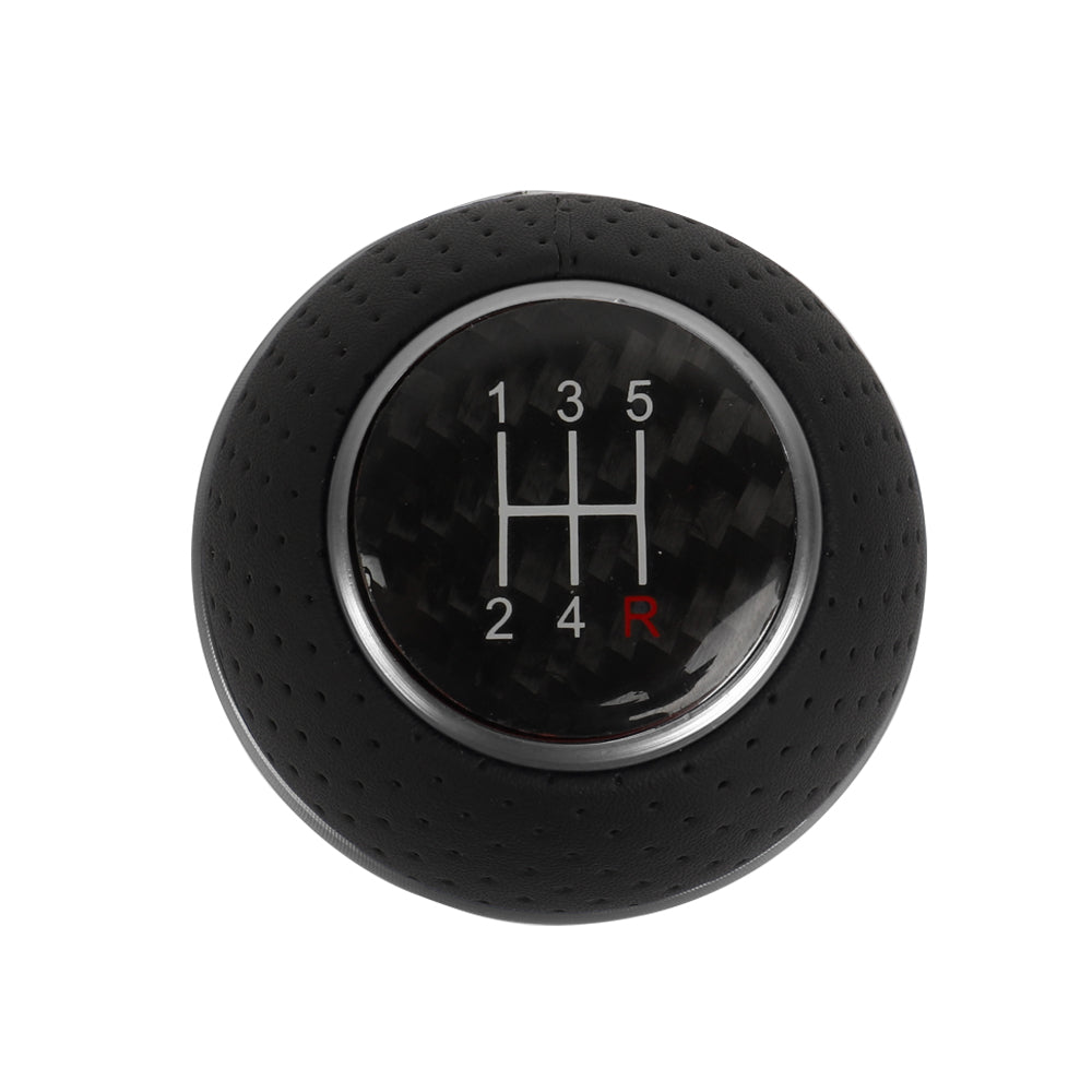 Brand New Universal Leather 5 SPEED Silver & Black Ball Manual Car Gear Shift Knob MT Manual Shifter M8 M10 M12