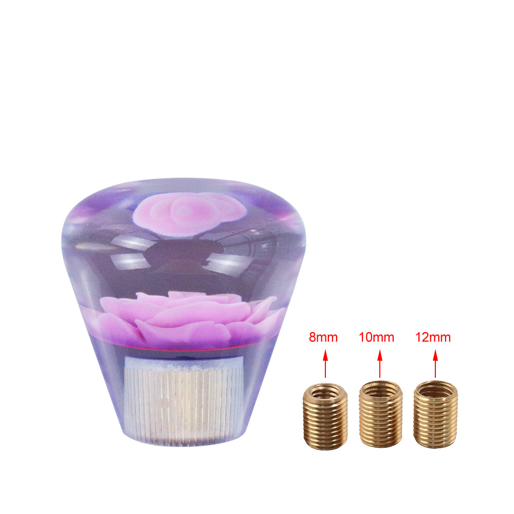 BRAND NEW JDM 50MM Universal Diamond Flower Purple Crystal Manual Gear Stick Shift Knob Shifter M8 M10 M12