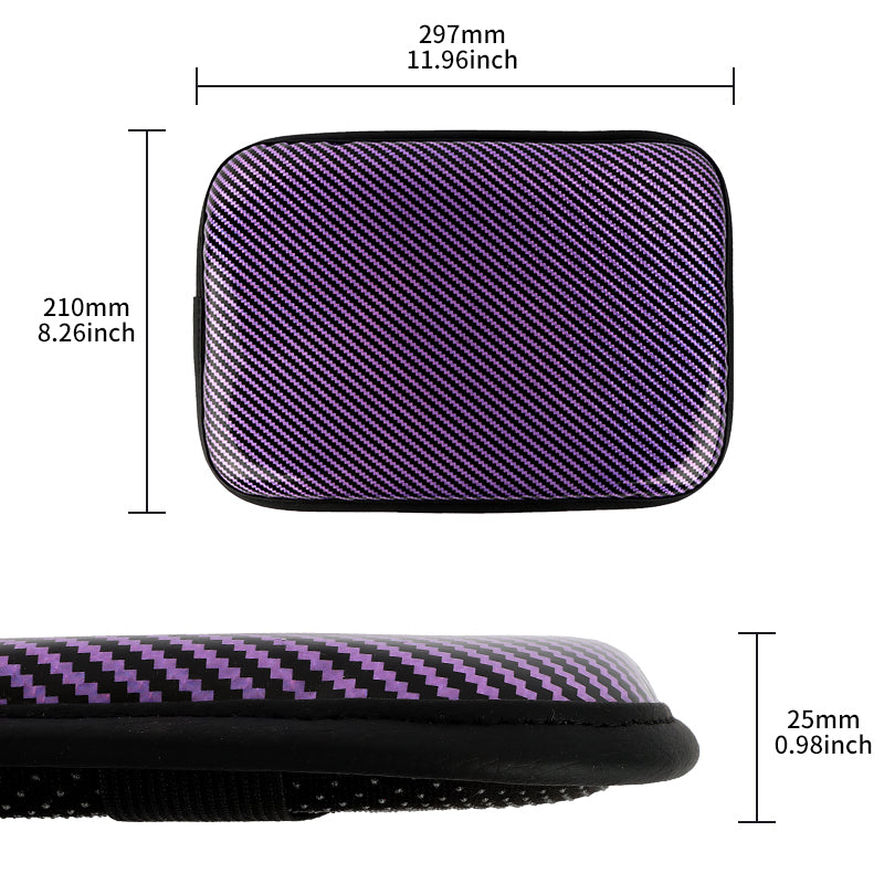 BRAND NEW UNIVERSAL CARBON FIBER PURPLE Car Center Console Armrest Cushion Mat Pad Cover