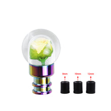 Load image into Gallery viewer, Brand New Universal Acrylic Clear Crystal Yellow Rose Flower Ball Gear Shift Knob Manual M8 M10 M12