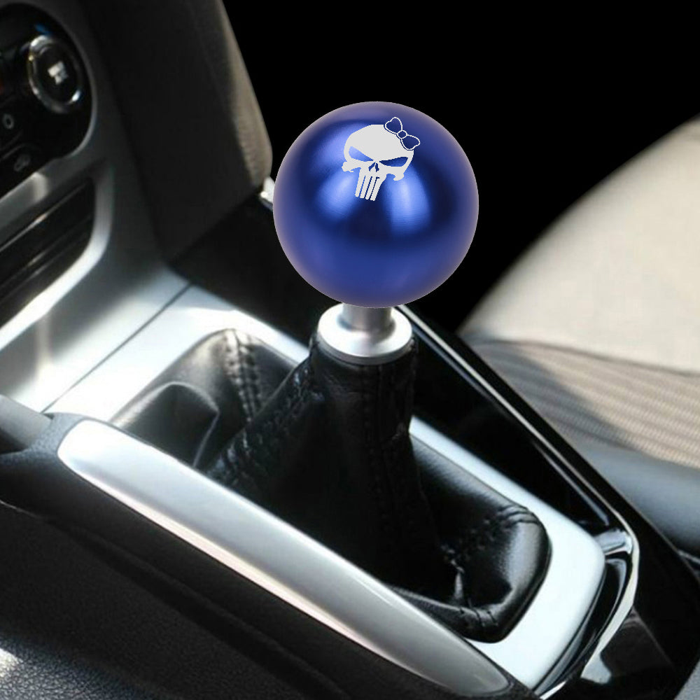 BRAND NEW UNIVERSAL JDM THE PUNISHER CHIC GIRL Aluminum Blue Round Ball Manual Gear Stick Shift Knob M8 M10 M12