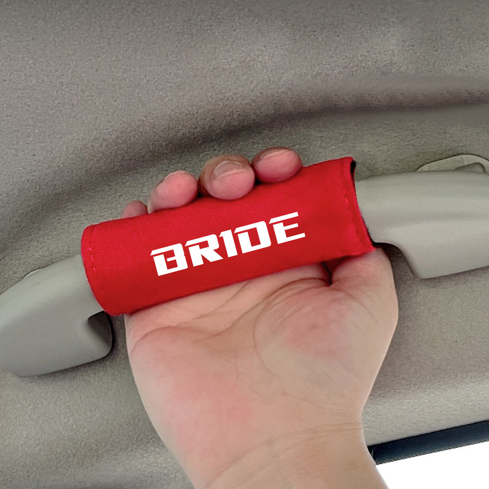 BRAND NEW UNIVERSAL JDM Bride Red Suede Roof Safety Handle Ceiling Handrail Cover Pull Handle Racing