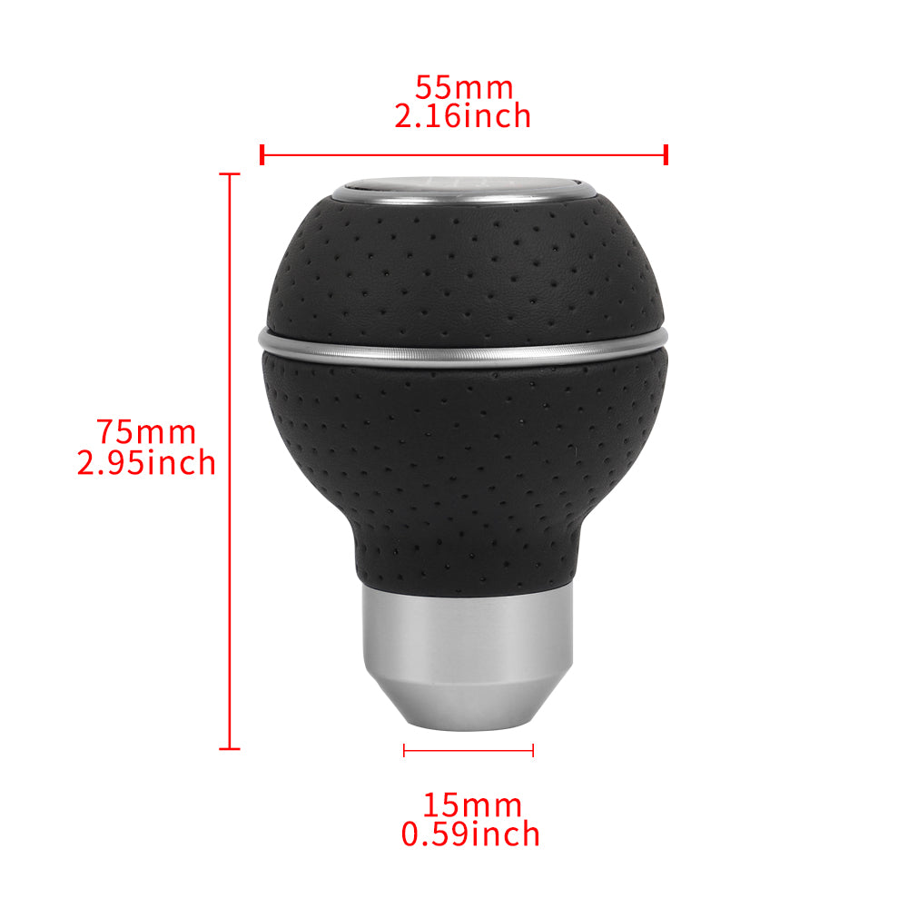 Brand New Universal Leather 5 SPEED Silver & Black Ball Manual Car Gear Shift Knob MT Manual Shifter M8 M10 M12