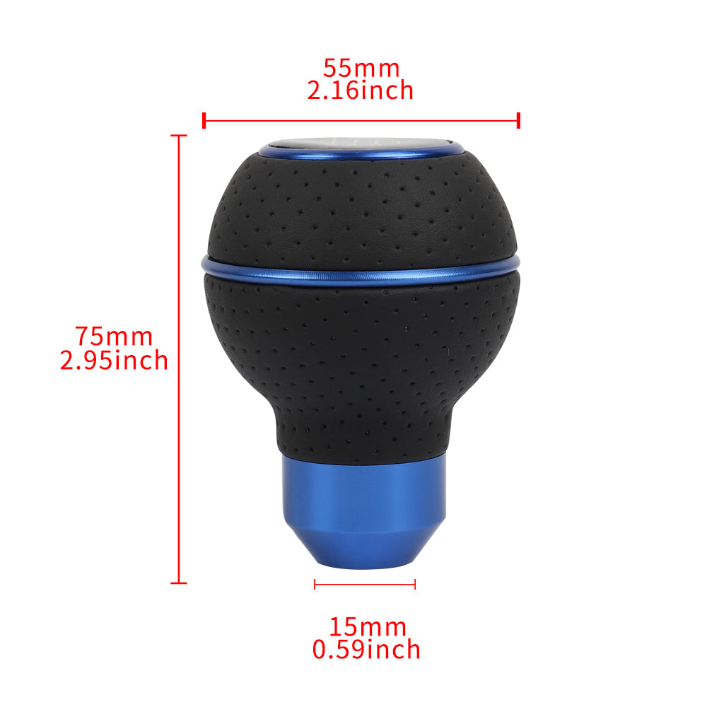 Brand New Universal Leather 5 Speed Blue & Black Ball Manual Car Gear Shift Knob MT Manual Shifter M8 M10 M12