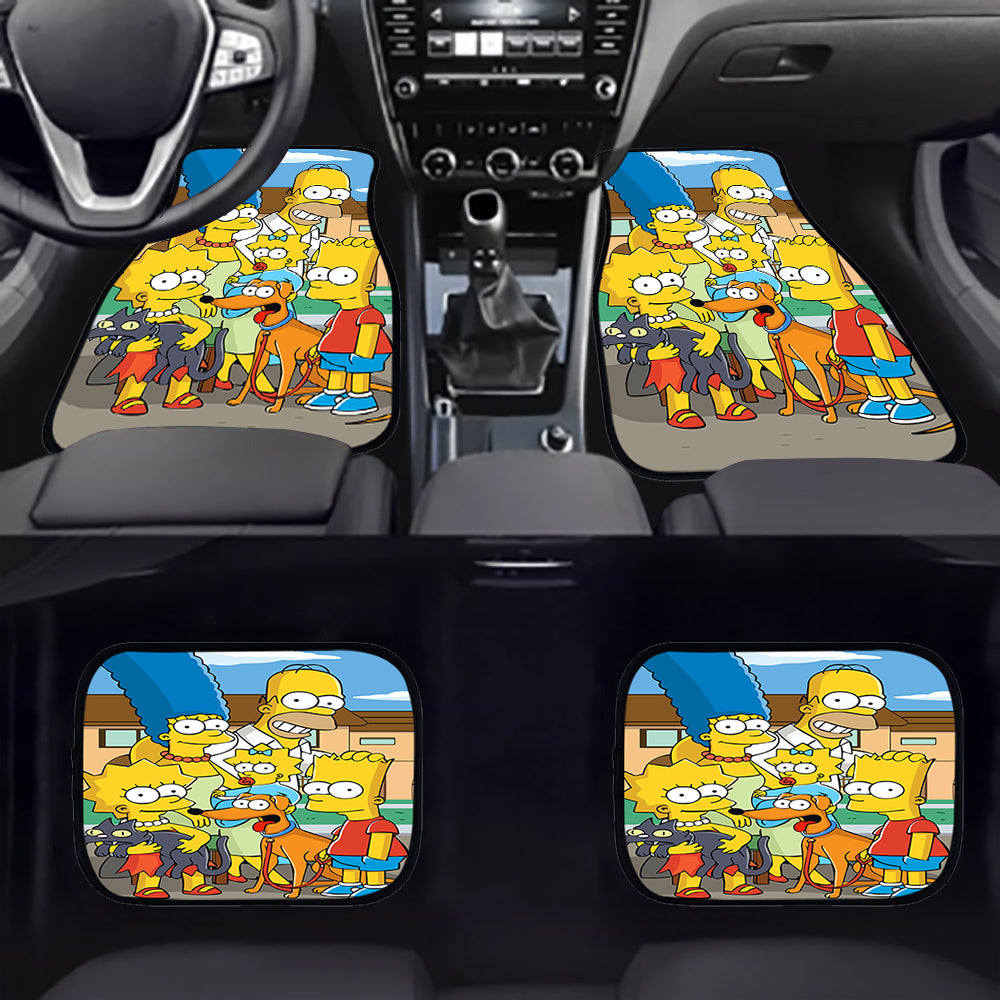 Brand New 4PCS UNIVERSAL THE SIMPSONS Fabric Car Floor Mats Interior Carpets