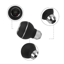 Load image into Gallery viewer, Brand New Universal Leather 5 SPEED Silver &amp; Black Ball Manual Car Gear Shift Knob MT Manual Shifter M8 M10 M12