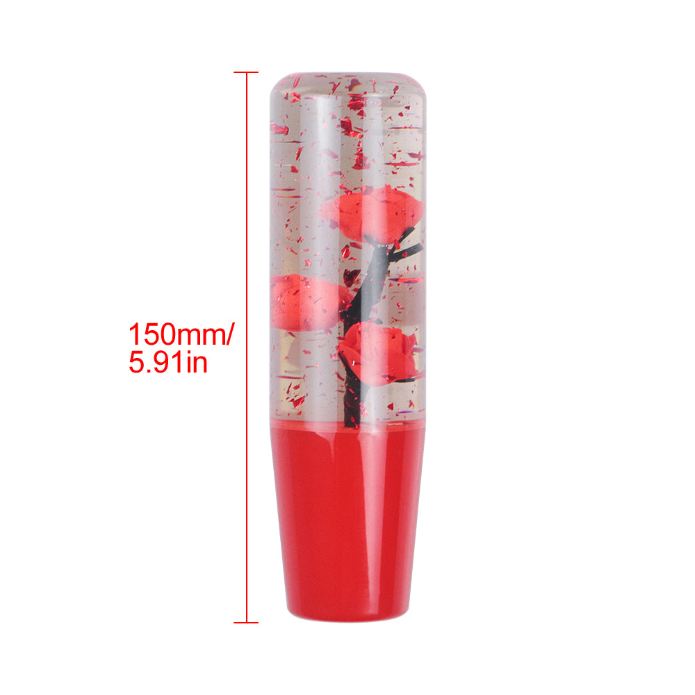 Brand New Universal 150mm Sakura Red Glitter Rose Flowers Manual Car Gear Stick Shift Knob M8 M10 M12