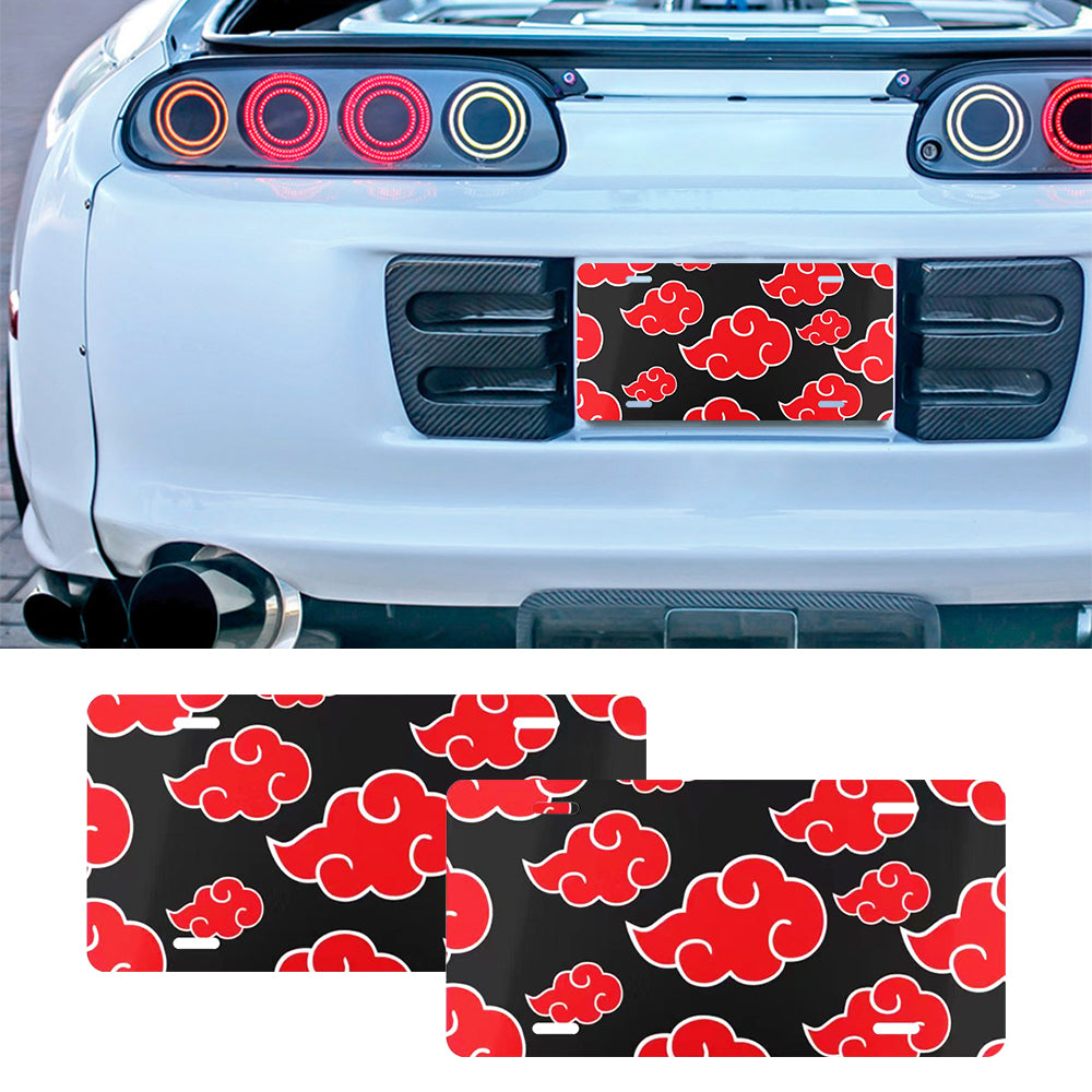 Brand New Universal 2PCS JDM ANIME NARUTO AKATSUKI CLOUD Metal Aluminum License Plate