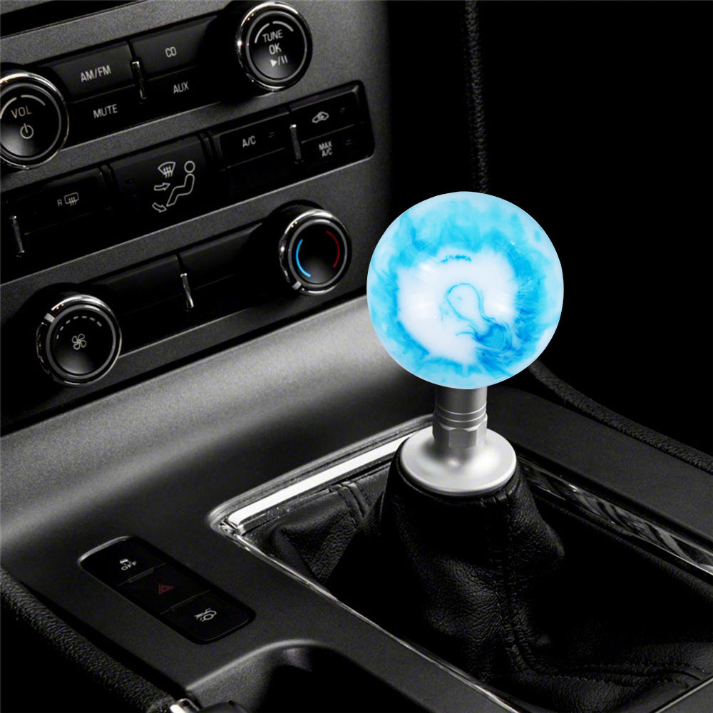 Brand New Universal Mix Pearl White/Blue Round Ball Shift Knob Car Gear MT Manual Shifter M8 M10 M12