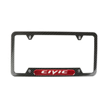 Load image into Gallery viewer, Brand New Universal 2PCS CIVIC Carbon Fiber Look Metal License Plate Frame