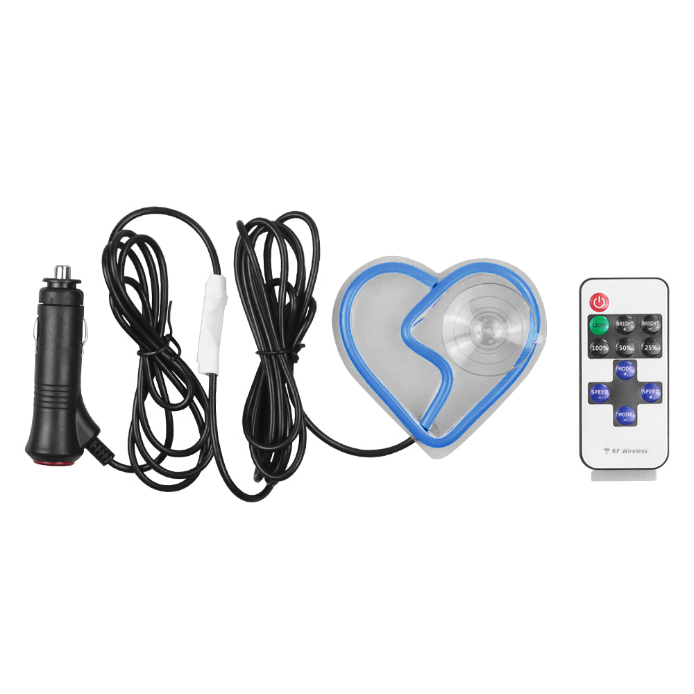 BRAND NEW UNIVERSAL BROKEN LOVE HEART BLUE LED Neon Flash Light Car Window Glow Electric Remote Control Lamp