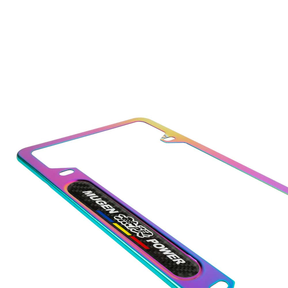 Brand New Universal 1PCS Mugen Power Neo Chrome Metal License Plate Frame