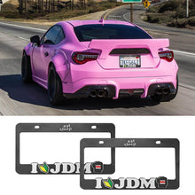 Load image into Gallery viewer, Brand New Universal 2PCS I LOVE JDM DOMO ABS Plastic Black License Plate Frame