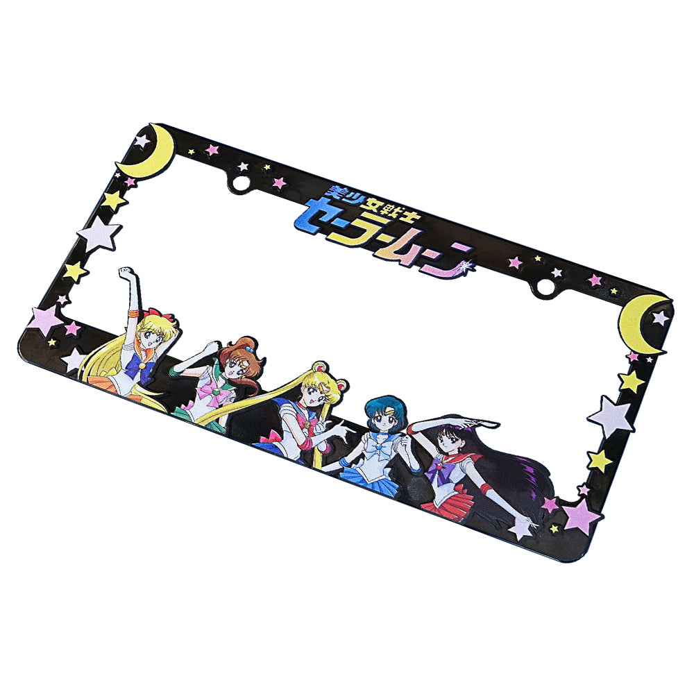 Brand New Universal 2PCS Anime Sailor Moon ABS Plastic Black License Plate Frame