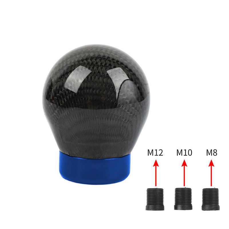 Brand New Universal Real Carbon Fiber Black Round Ball Manual Car Racing Gear Shift Knob Shifter M12 M10 M8