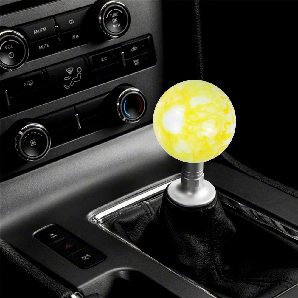 Brand New Universal Mix Pearl White/Yellow Round Ball Shift Knob Car Gear MT Manual Shifter M8 M10 M12