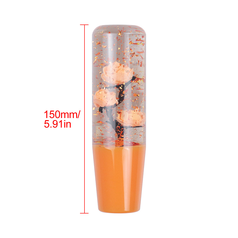 Brand New Universal 150mm Sakura Orange Glitter Rose Flowers Manual Car Gear Stick Shift Knob M8 M10 M12