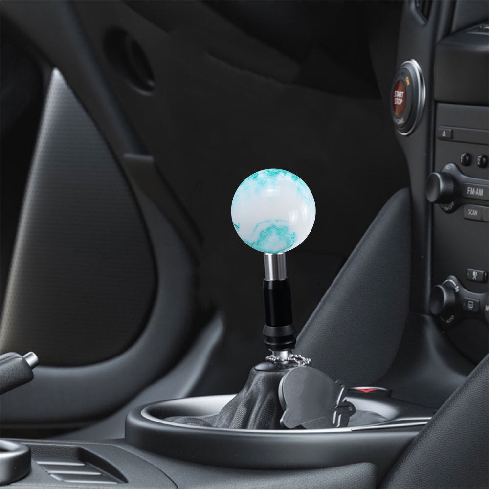 Brand New Universal Mix Pearl White/Teal Round Ball Shift Knob Automatic Car Gear Shifter