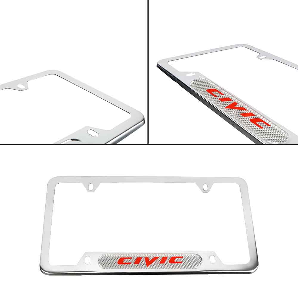 Brand New Universal 1PCS HONDA CIVIC Chrome Metal License Plate Frame