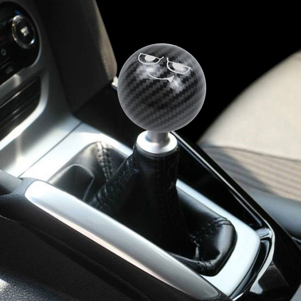 BRAND NEW UNIVERSAL JDM SMUG FACE Aluminum Carbon Fiber Style Round Ball Manual Gear Stick Shift Knob M8 M10 M12