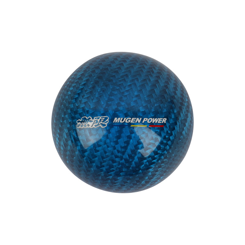 Brand New Universal Mugen Car Gear Shift Knob Round Ball Shape Blue Real Carbon Fiber M8 M10 M12