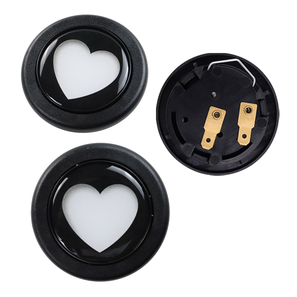 Brand New Universal Black Heart Shape Car Horn Button Black Steering Wheel Center Cap