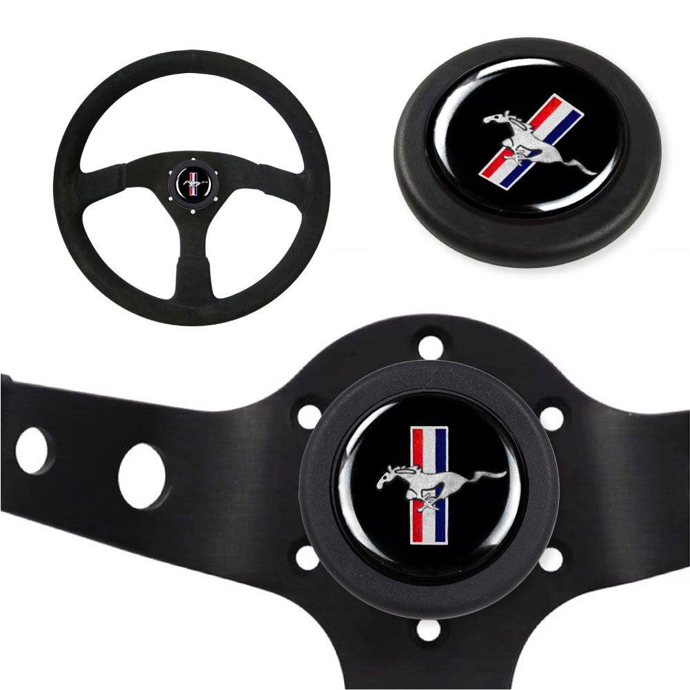 Brand New Universal Ford Mustang Car Horn Button Black Steering Wheel Horn Button Center Cap