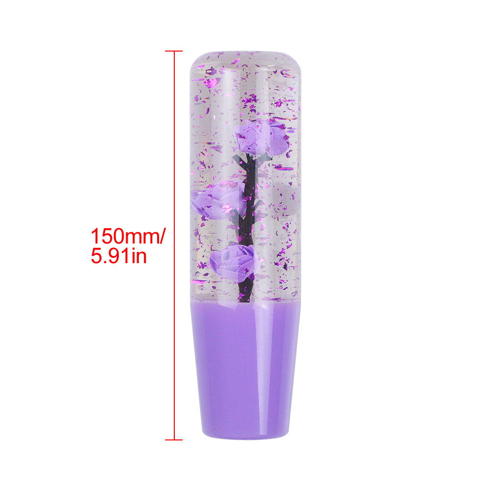 Brand New Universal 150mm Sakura Purple Glitter Rose Flowers Manual Car Gear Stick Shift Knob M8 M10 M12